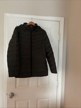 32 Degrees Olive Green Quilted Hooded Puffer Coat